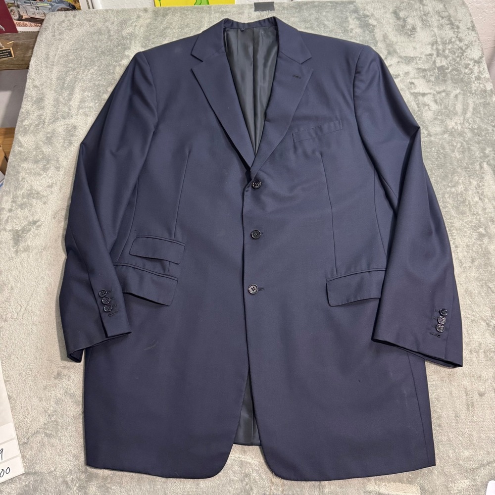 Ralph Lauren Purple Label Navy Blue Wool 3-Button Blazer Sport Coat 48 XL FLAWED